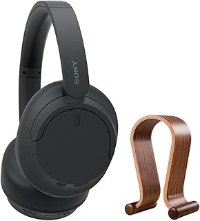 Sony WH-CH720N Wireless Noise Cancelling Headphone, Black Bundle with Wood Headphone Display Stand Secure Tabletop Holder/Gaming Headset Hanger