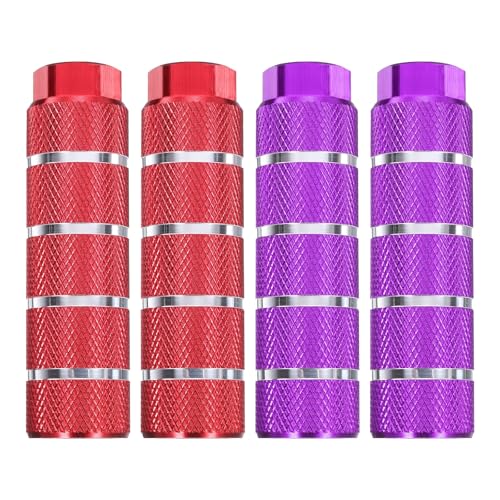 HARFINGTON 2 Pairs Bike Pegs Aluminum Alloy Rear Stunt Pegs Anti-Skid Stripe Back Seat Stands Fit 3/8