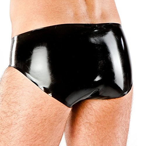 Mens Latex Rubber Panties Shorts with Ball and Half Sheath Cut-out Ring Underwear4