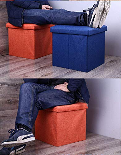 Image of Luxury Furniture Square Foldable Storage Ottoman Coffee Cube Table Multipurpose Foot Rest Short Children Sofa Stool Bench for Bedroom Home Office X-Large Size (Medium, Blue)