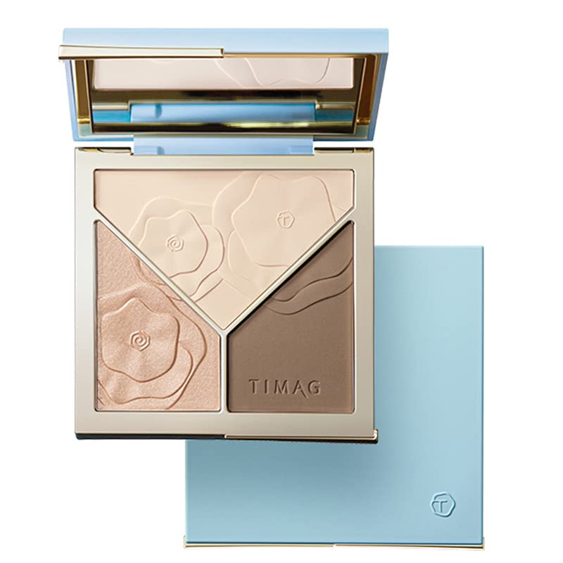 Cai Tang Matte & Shimmer Highlighter & Contouring Palette Caitang 3 Color Face Shadow Powder V Face Contour Cream Contouring Powder With Brush, Contouring Shadow