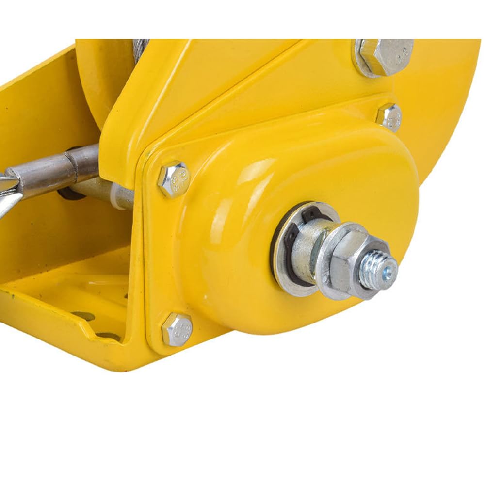 Verricello Manuale A Cavo d'Acciaio,Verricello Rimorchio Barca | Verricello Con Plastificato Giallo,Freno Bidirezionale A Denti Di Blocco,Per Rimorchi Per Barche