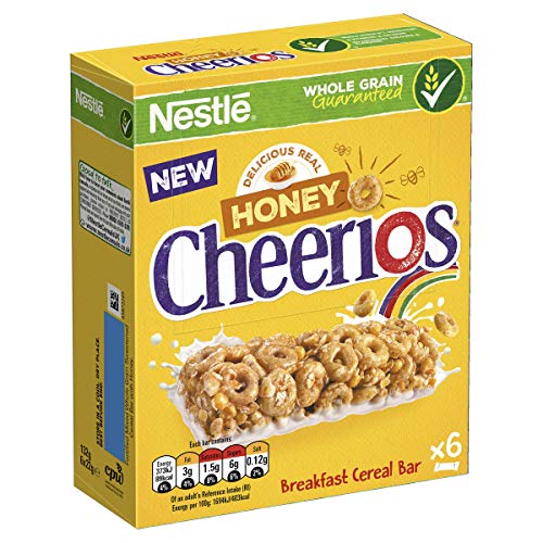 Nestlé Cereals - Honey Cheerios Breakfast Cereal & Milk Bar - High Fibre 5 Vitamins & Calcium - 6 x 25g Bar Multipack