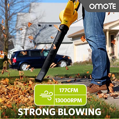 Omote Cordless Leaf Blower With Battery & Charger, Low Noise, Lightweight, Easy One-Button Control, Battery Powered, 177 Cfm For Blowing Leaves, Lawn Care, Dust & Other Debris #TOP2