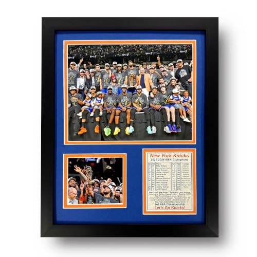 Knicks Basketball | 2025-2026 Champions | Collectible New York Memorabilia | Framed Picture & Photo Collage Gift Man Cave Wall Art Home Decor | 2 Sizes & 3 Styles (Podium 12x15)