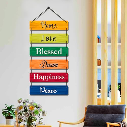 Image of EXPLEASIA Decorative Wall Hanging Wooden Art Decoration Item for Home Office Living Room Bedroom Decoration Items Home Decor Gift Items (Home Love Peace)