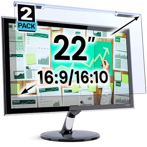 Image of VINTEZ Blue Light Screen Protector for 22 Inch Computer Monitor and Laptop – Anti-UV Blue Light Blocking Film for Desktop PC, Eye Protection Filter, 19.2" x 12.4", 2 Pack