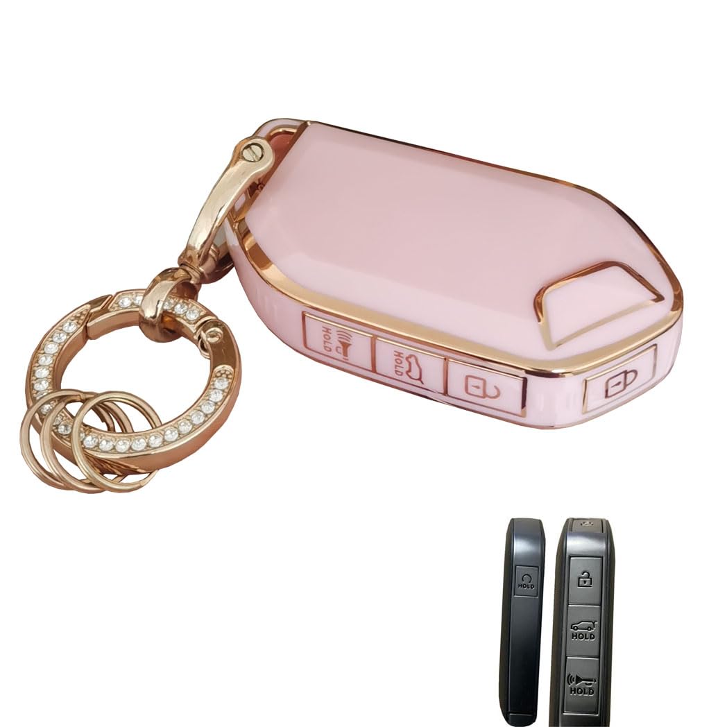 Rilnaewn Soft TPU for Kia Key Fob Cover Fits for 2023 2024 Kia Telluride EV5 Smart Car Key Fob Shell (Pink)