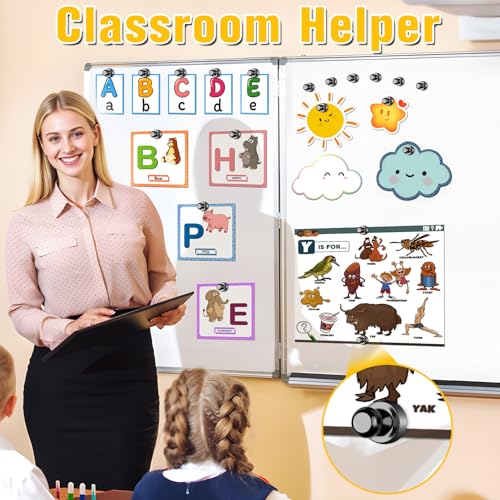 16Pcs Fridge Magnets, Small Strong Refrigerator Magnets for Whiteboard, Heavy Duty Magnetic Push Pins for Office, Kitchen, Classroom Organization - Thumbnail 3