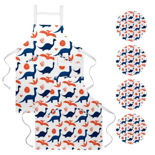Tablier de cuisine dinosaure et œuf pour bistrot et bar