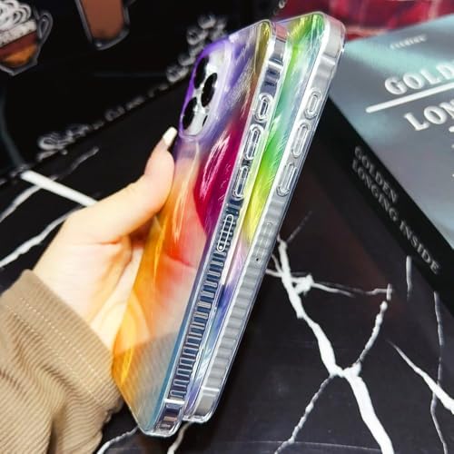 Coque iPhone 12 Pro Max Aurora dégradé réfléchissant avec bumper rainbow - 5