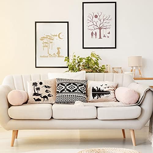 Keeoye 9 Pieces Forest Landscape Stencil Mountains Rivers Stencils with Metal Open Ring Reusable Human Nature Templates DIY Elephant Animal Drawing Template for Painting on Wood Wall Decor