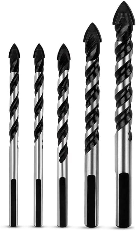 Set di 5 punte da trapano per vetro, in carburo di tungsteno, con codolo triangolare, per specchi da parete e calcestruzzo in ceramica, 6,8,10,12 mm