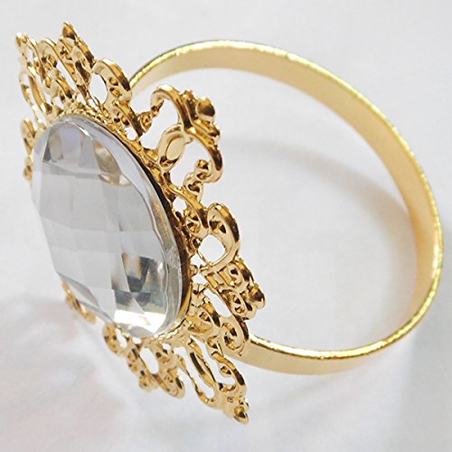 Tangpan 100pcs Gold-Light Napkin Ring Rhinestones Napkin Rings for Weddings Pearl Napkin Rings Shiny Color Clear