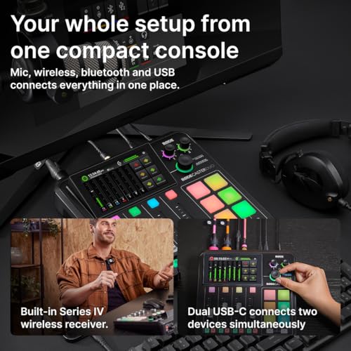 Image of Rode Caster Duo Compact All-In-One Audio Production Solution For USB Dj Mixer Podcasting, Streaming, Music Production And Content Creation, Black