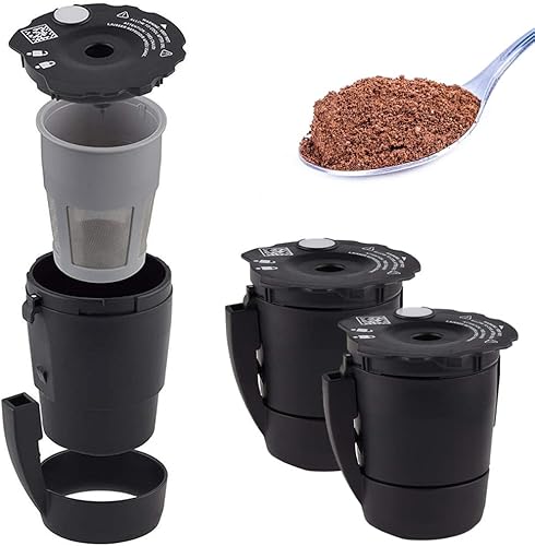 Cápsulas de filtro de café reutilizables compatibles con Keurig My K Cup 2.0/1.0 - Cafeteras Keurig para el hogar, color negro, 2 piezas