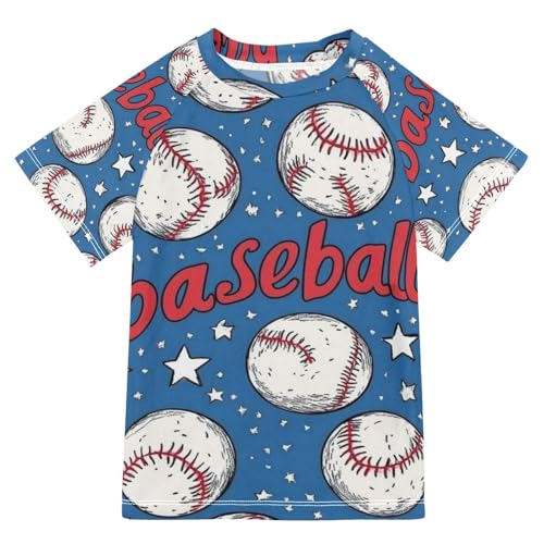 Kids Swimsuit Baseball Blue Star Sunscreen T-Shirts Swimwear Sets UPF 50+