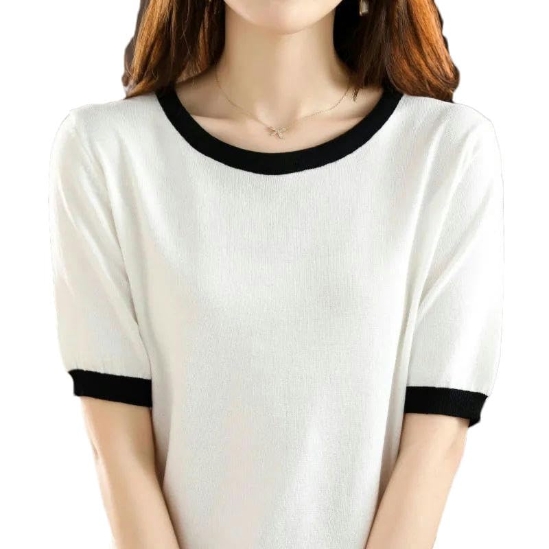 T-shirt en soie glacée femme chic en coton-lin fluide