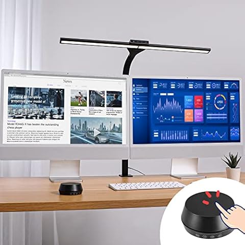 OREiN LED Desk Lamp, 23W Desk Lamps for Home Office, 5 Color Modes/ Stepless Dimming/ 4 Timer/ Memory Function, Desk Lamp with USB Charging Port, Architect Desk Lamp with Clamp, Remote Control & Touch Cover