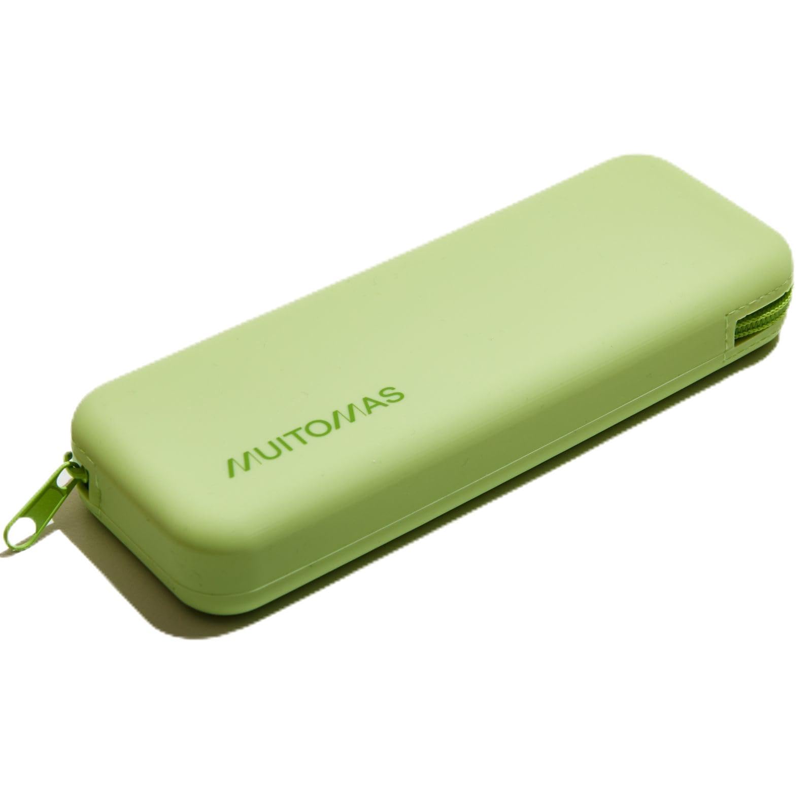 Muitomas, Soft Touch Silicone Pencil Case, Soft Pen Holder with Zip Closure, Compact Size 19 x 7.5 cm, Sage Green