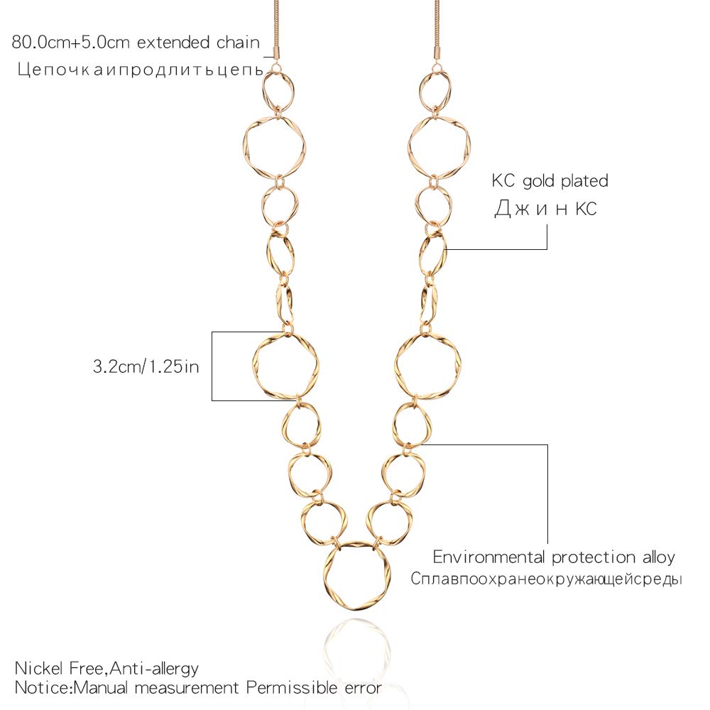 Ouran Collana lunga a catena per donne, collana con ciondoli per ragazze, oro rosa e argento, gioiello regalo per la festa della mamma e delle amicizie