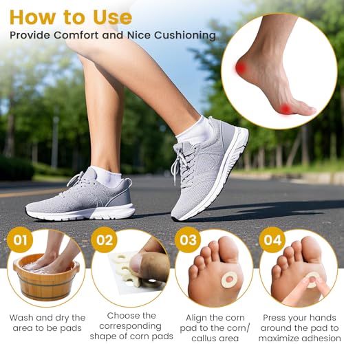 Image of 90 Pcs Corn Cushions for Toes and Feet, Oval Shapes Self-Stick Adhesive Latex Foam Pads, Corns, Blisters and Feet From Pressure and Friction, Callus Cushions for Foot Comfort and Pain Relief