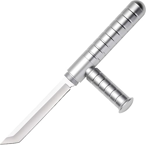 Aimery Cuchillo táctico de supervivencia al aire libre, senderismo y campamento, mango de aluminio portátil, perfecto para caza y defensa personal,