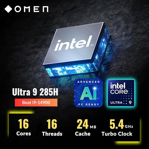 Image of HP OMEN 16 Gaming Laptop, 16 240Hz 2.5K Display, Intel Core Ultra 9 285H(>i9-14900, 5.4GHz), GeForce RTX 5070, Copilot, AI & VR Ready, Backlit Keyboard, Windows 11 Pro, Black(32GB DDR5 RAM | 2TB SSD)