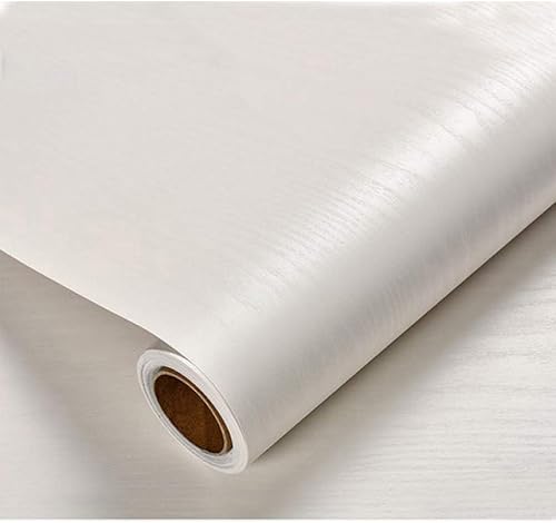 Tinkei Papel de contacto blanco de madera de 16 x 197 pulgadas, autoadhesivo, extraíble, para despegar y pegar, papel tapiz decorativo de grano de