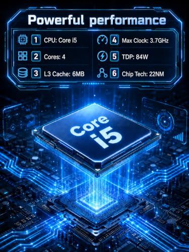 Image of All-in-One Desktop Computer 19 Inch, Space Saving Compact PC | Core i5 8GB RAM 256GB SSD, 1080p TN Screen, WiFi 6 Bluetooth 5.3, Mouse & Keyboard, for Home Office Student