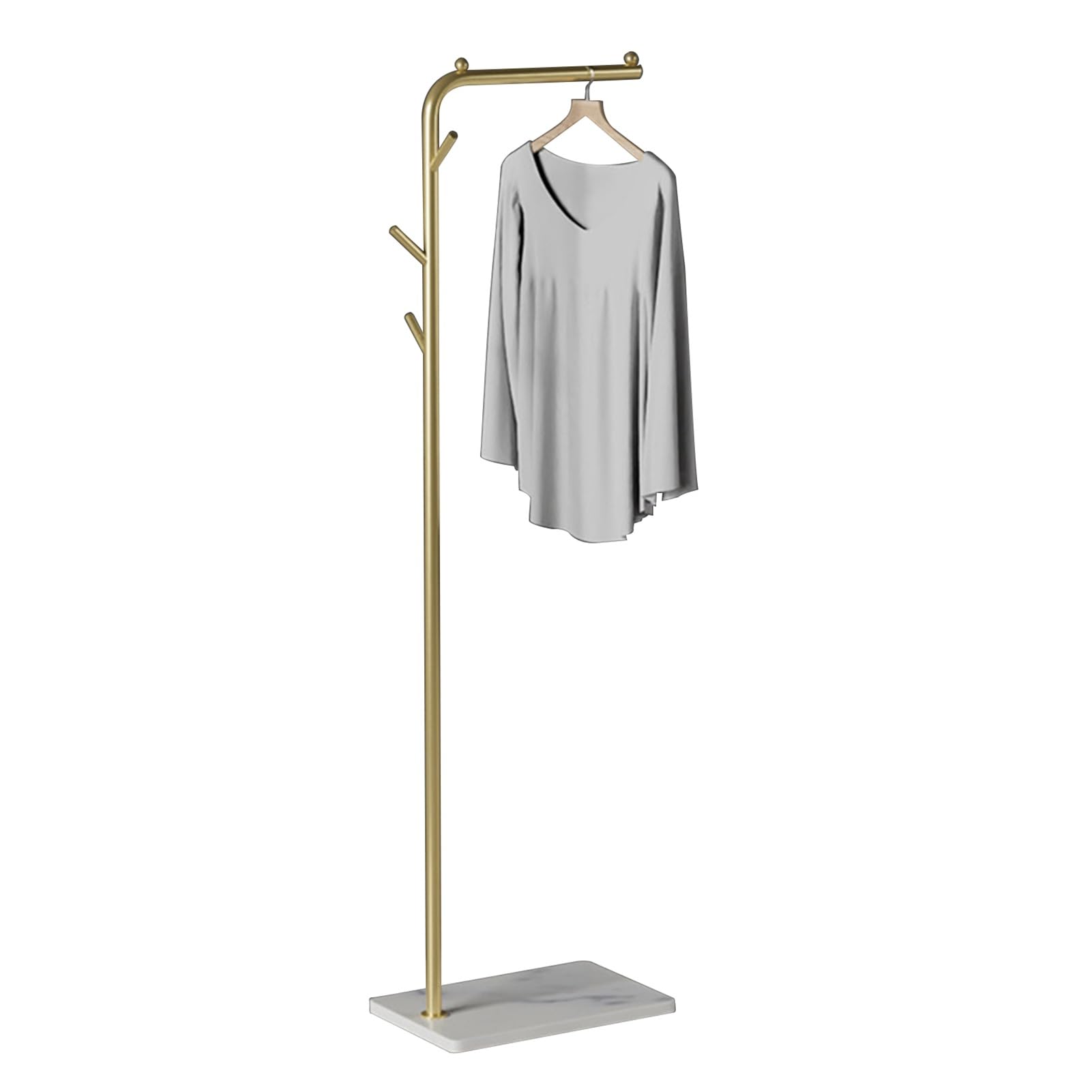 Coat Rack Freestanding Heavy Duty Garment Rack Metal Hall Tree For Clothes, Hats, Bags For Living Room, Entryway, Bedroom(White+gold)