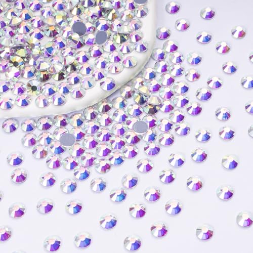 Image of Hotfix Rhinestones Bulk 3000PCS SS8 (2.3-2.5mm), Crystal AB Glass Rhinestones for Clothes, Tumblers, Shoes DIY, Heat Transfer Flatback Gems for Crafts & Decoration