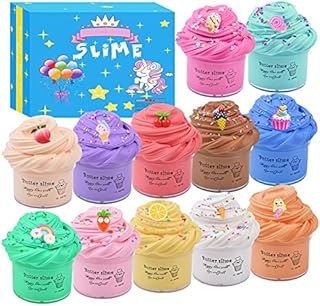 12 Pack Butter Slime Kit, with Unicorn Cute Slime Charms, Educational Mini Scented Slime Party Favors Toys, Super Soft & Non-Sticky, For Girls Boys Kids