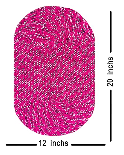 Image of Doormats Combo |Doormats| Handmade Cotton Doormat | Quick Dry, Washable Door Mat for Home, Bathroom & Bedroom (33X53 CM)(Green-Pink)