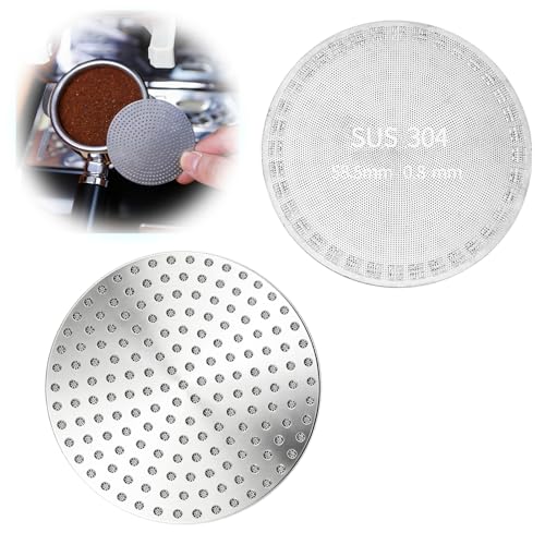 2 Piezas Pantalla de Disco Espresso 58mm, Filtro Acero Inoxidable 304 Café Reutilizable, Filtro para Portafiltro Espresso, Mejora la Extracción y Homogeneidad, Accesorio para Cafetera
