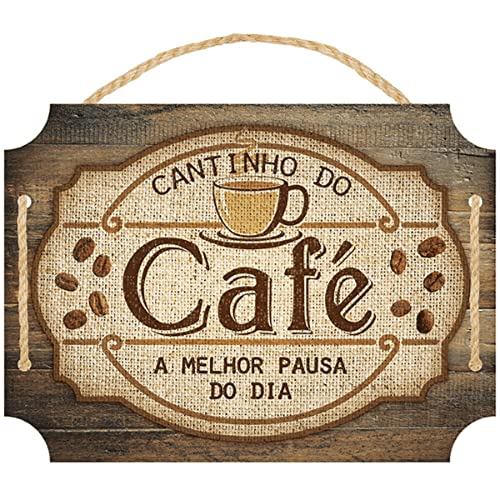 Placa Decorativa Em MDF - Cantinho do Caf&eacute; - 24x27cm