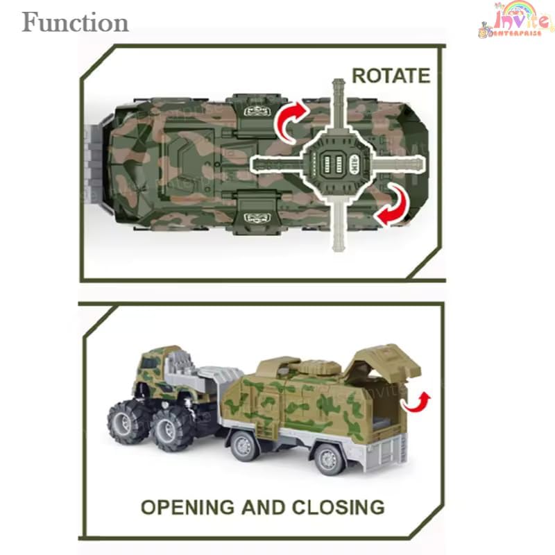 Image of 1:43 4WD Diecast Alloy Military Model Truck Toys with Friction Powered Miniature Car Vehicle Toy for Kids, Boys and Girls 【2 Color Trucks = Sent Any 1 Truck】