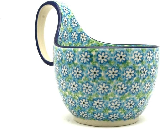 Polish Pottery Loop Handle Bowl - Key Lime