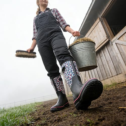 Image of WTW Womens Mid Calf Rain Boots - Waterproof Insulated Neoprene Rubber Boots Mud Outdoor Hunting Garden Boots