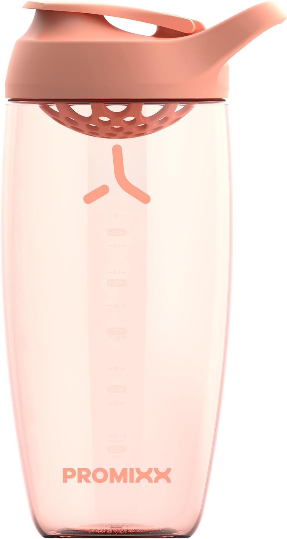 Promixx pursuit protein shaker bottle - premium shaker for protein shakes - lifetime durability, leakproof, odourless - 700ml / 24oz (coral)