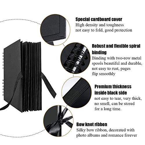 NACAIKJ 16pcs Fotoalbum, Fotoalbum zum Selbstgestalten80 Schwarze Seiten Scrapbook DIY Fotobuch zum Einkleben Spiralbuch… – Bild 5