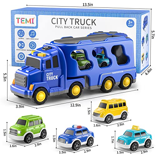 Temi Toddler Truck Toys For 3 4 5 6 7 Year Old Boys - 5 Pack Carrier Truck Transport City Vehicles Toys, Kids Toys Car For Girls Boys Toddlers Friction Power Set, Push And Go Play Vehicles Toys… #TOP6