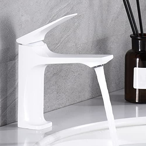 Robinet de lavabo monotrou en laiton blanc pour mitigeur de salle de bain - 3