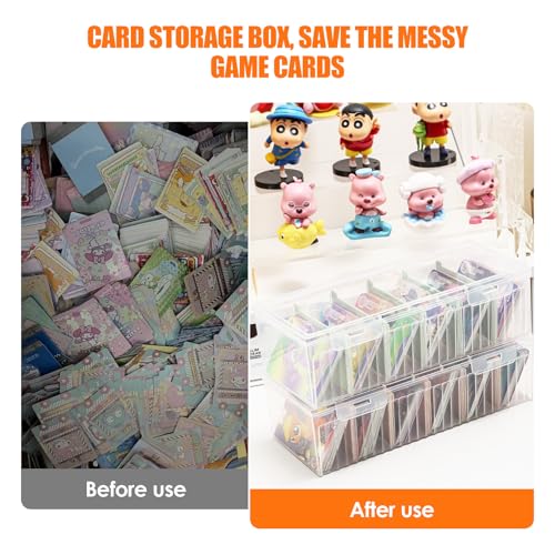 Feirdhoo Transparenter Karteikarten Box, Karteikasten din A8 mit Abnehmbaren Trennbretter, Karteikartenbox Fasst 606 Karten, Vokabelbox Lernbox für Karten Sammeln, Visitenkarten, Spielkarten