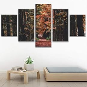 SIGNWIN 5 Panel Canvas Wall Art Autumn for...