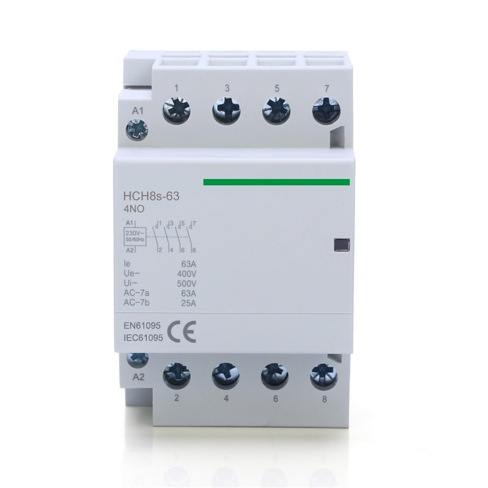 RCGKNNMUZ 40A 100A Modular Contactor 4P 63A 4NO 4NC 2NO2NC 220V 110V 24V Automatic Household Contactor Din Rail Type ICT50/60Hz 1Pcs(4P 63A 2NO2NC AC230V)
