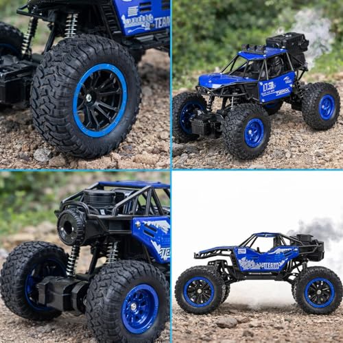 Image of Braintastic Rock Climbing RC Cart Off-Road Rock Crawler Truck Vehicle 2.4ghz 2wd 1: 20 Radio Remote Control Car Toys for Kids 5+ Years (Blue)