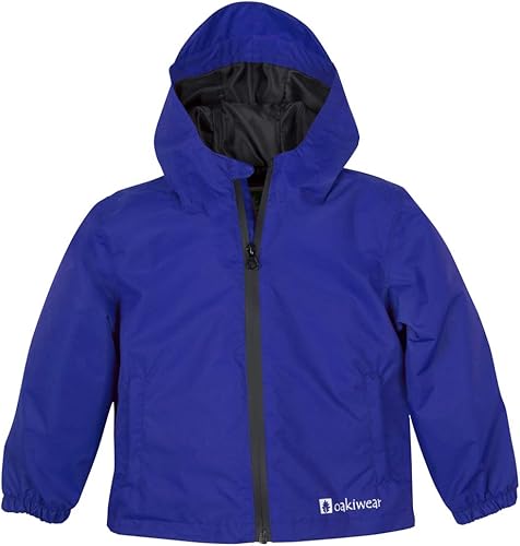 OAKI Chaqueta impermeable para niños y niños pequeños, impermeable, transpirable, ligera con capucha