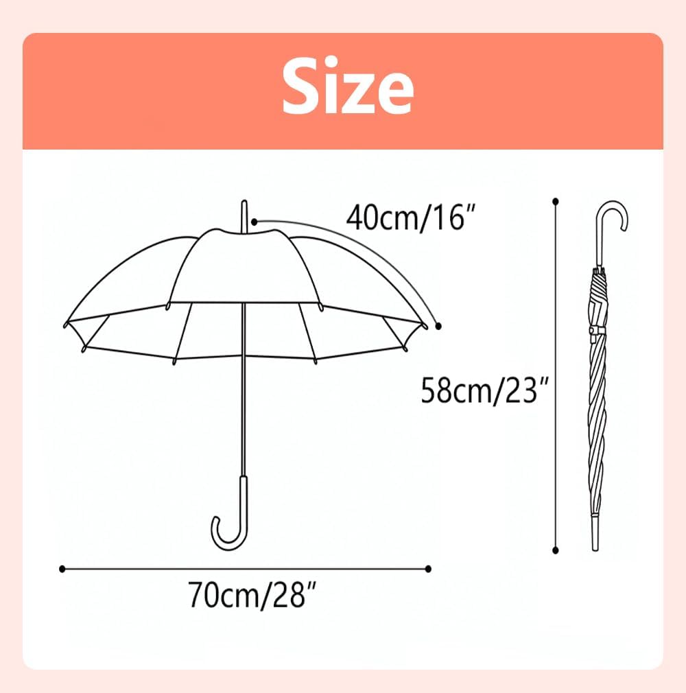 Kids Umbrella Stick Umbrella Windproof 70cm/28 Canopy Cartoon Print Manual Open for Children ST02