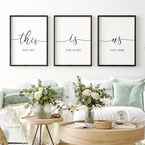 Heiple This is Us Wall Decor 11'x14' Framed Wooden Wall Sign for Home Decor Farmhouse Vintage Rustic Living Room Minimalist Family Wall Art (Black)